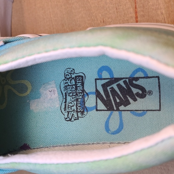 Vans Authentic X SpongeBob Blue Green Canvas Rainbow Kids Shoes - Picture 9 of 10